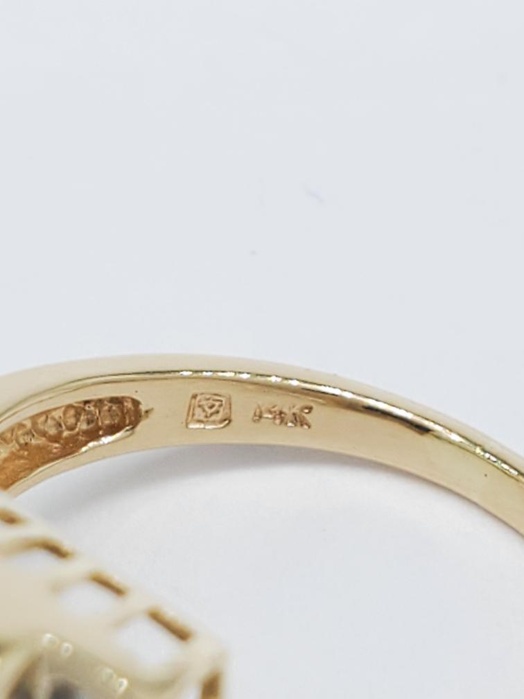 14K Solid Yellow Gold Rectangular Cut Obsidian Di… - image 5