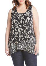 NEW KAREN KANE BLACK FLORAL BLOUSE TUNIC BLOUSE  SIZE 1X WOMEN  PLUS
