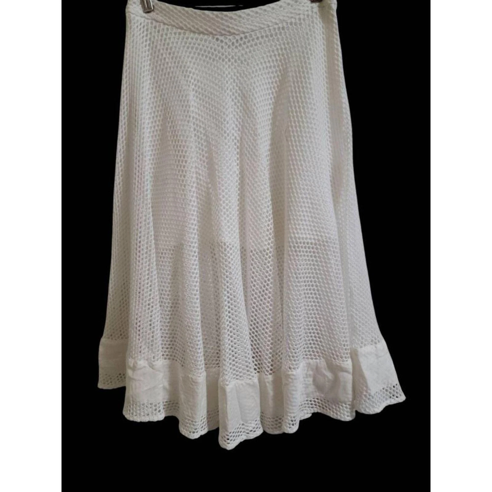 Rebecca Minkoff White Knee-Length Mesh Overlay A-Line Skirt Size 6