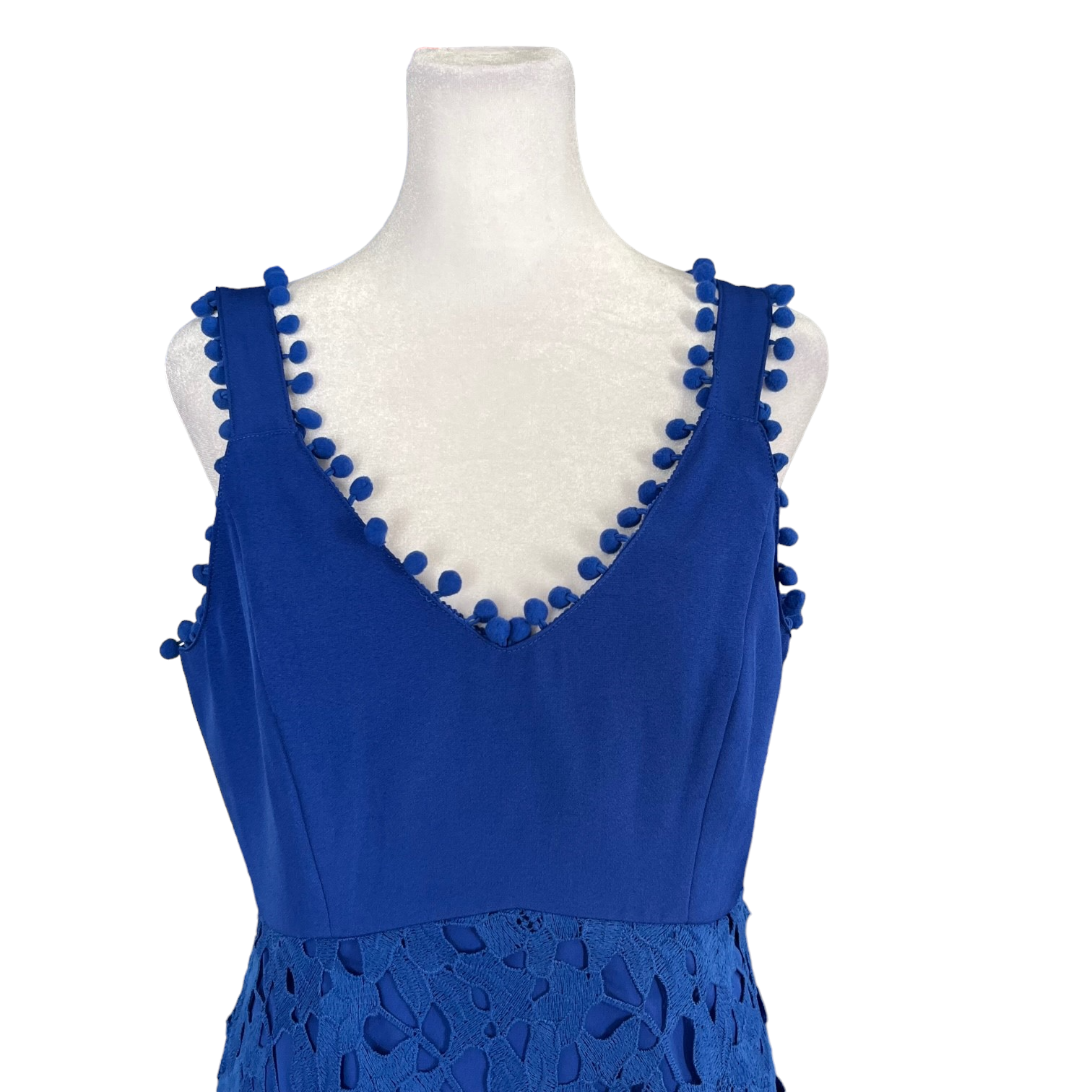 Boston Proper Cobalt Blue Mixed Media Lace Pom Pom Maxi Dress Size Small NWT eBay