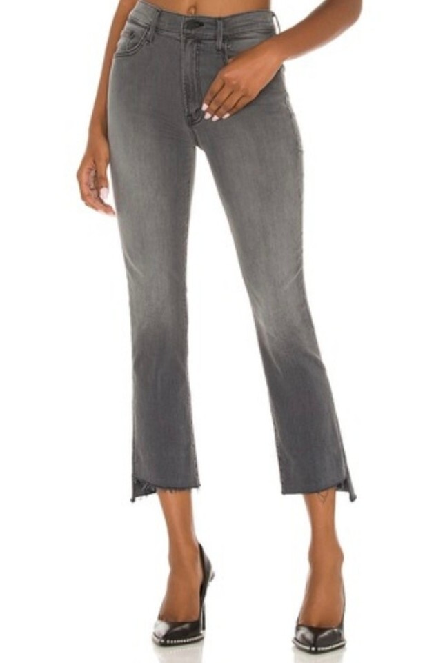 MOTHER Denim THE INSIDER CROP STEP FRAY JEANS Grey Wash in Sz 26  