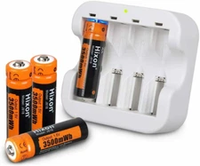 Hixon 1.5V AA Lithium Rechargeable Batteries &Charger 3500mWh Double AA Battery