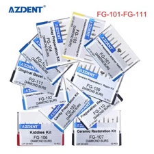 5 Kits AZDENT Dental Diamond Burs Set FG Polishing Kit for High Speed handpiece 