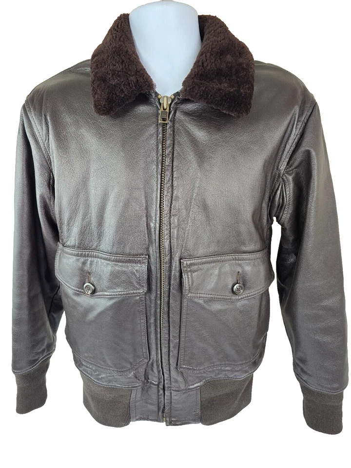 Cabela's Mens Leather Faux Shearling B3 Bomber Aviator Flight Jacket S Vintage - Image 3 of 4