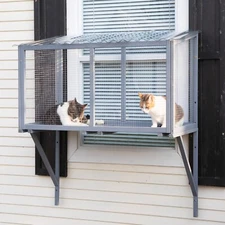 Window Catio, Catio Outdoor Cat Enclosure Window Box, Wooden Cat Window Perch