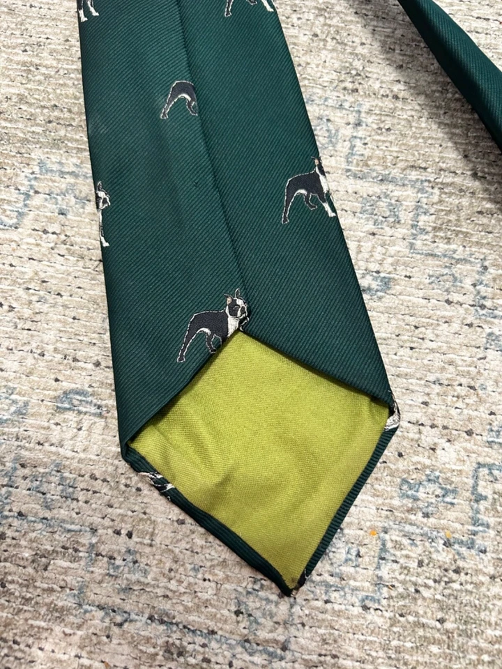 Corbata Boston Terrier vintage negra perro bordada criatura preppy Foto 3 de 3