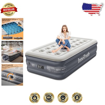 Twin 300lb Capacity Flocked Air Bed with Built-in Pump for Ultimate Comfort
