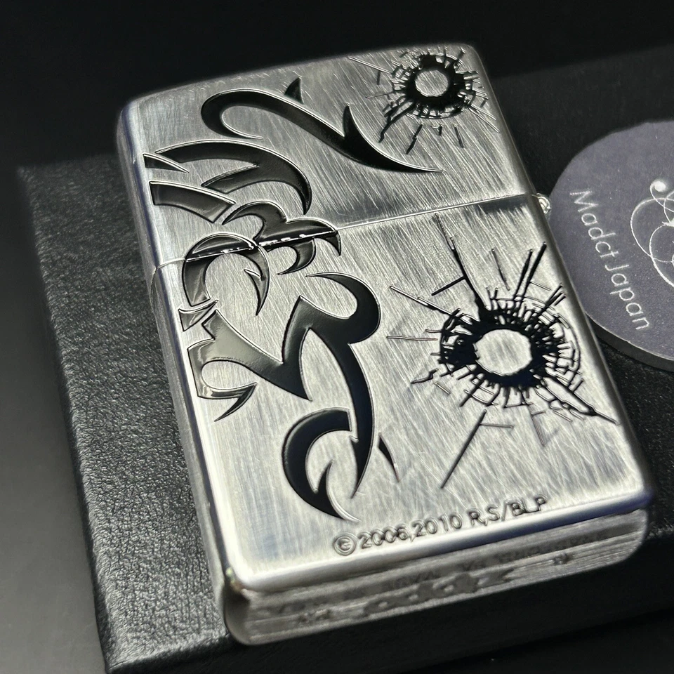 Zippo Black Lagoon Revy Bullet Marks Lighter Etching Silver Brass Japan Anime - Image 2 of 4