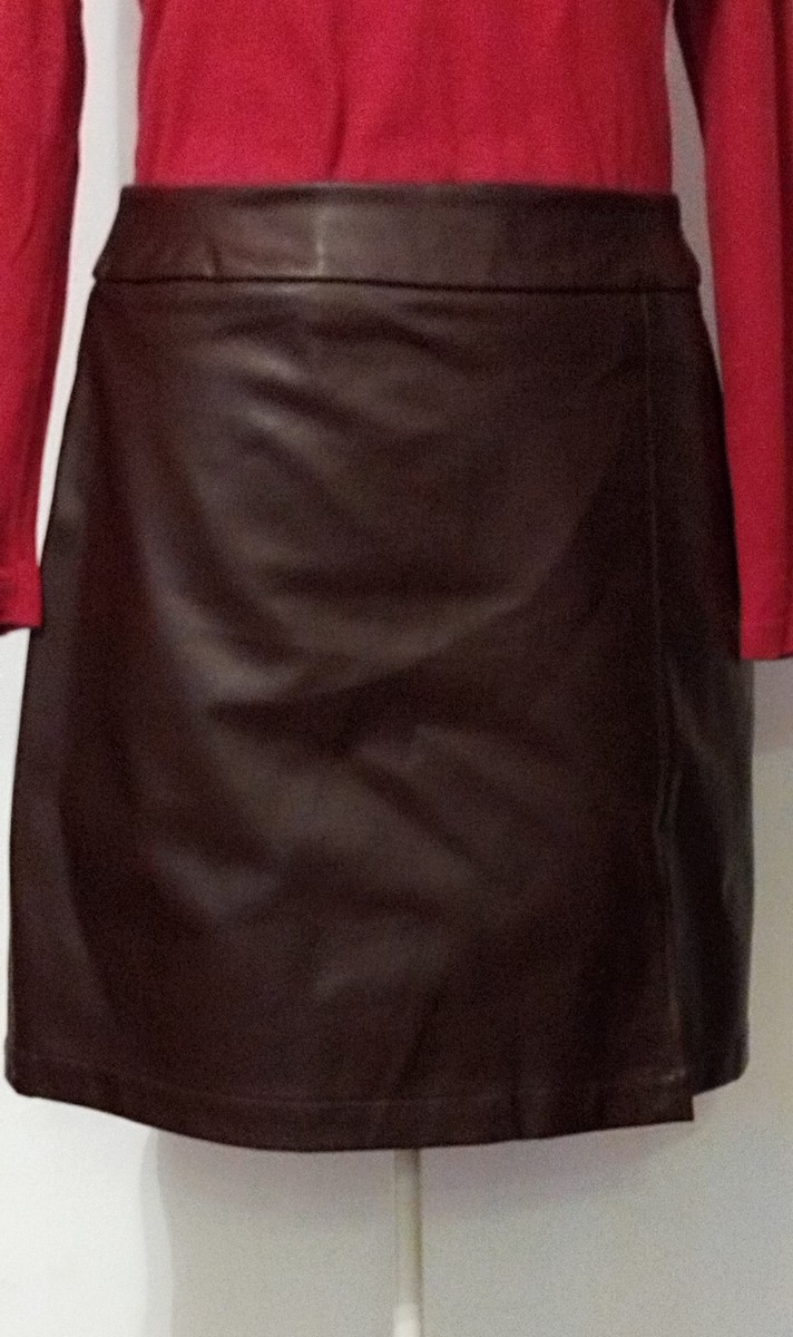 Jupe simili cuir marron taille 38