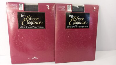 2X Vtg 1998 L'eggs Leggs Sheer Elegance Silky Sheer  Panythose ''C'' Black Shadow