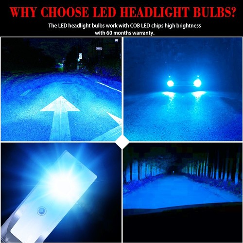 2x H7 LED Headlight Bulbs Kit High or Low Beam 8000K Super Blue 26000LM Lights - Foto 5 di 12