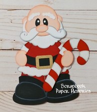 Santa Claus Paper Piece for Scrapbook pages, Candy Cane, Christmas Theme, Santa
