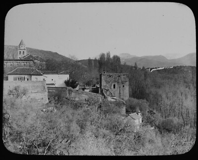 GRANADA THE SIERRA NEVADA SPAIN C1890 ANTIQUE Magic Lantern Slide PHOTOGRAPH