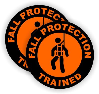 2x Fall Protection Trained Hard Hat Sticker Decal