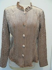 CHICOS KEILY Rippled Ruffle Pale Stardust Jacket Size 1 NEW 89