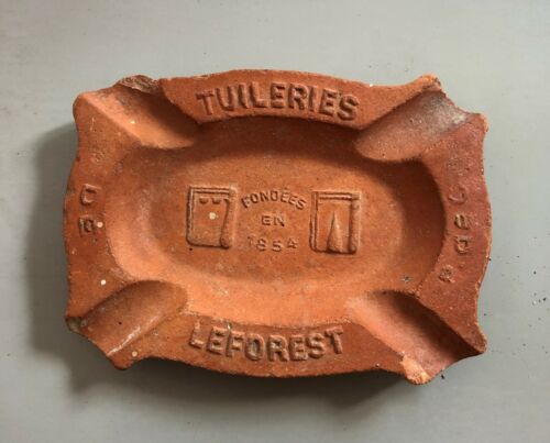 Ancien cendrier publicitaire en terre cuite 1902 "Tuileries Leforest" - Afbeelding 1 van 2