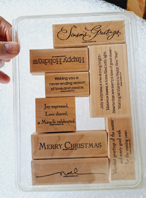 Stampin' Up! Wood Mounted Stamp Set 8 Many Merry Messages Scrapbook ...