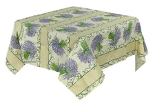 French Provencal 100% Cotton Tablecloth Lavender Bouquets Made France 60 X 60