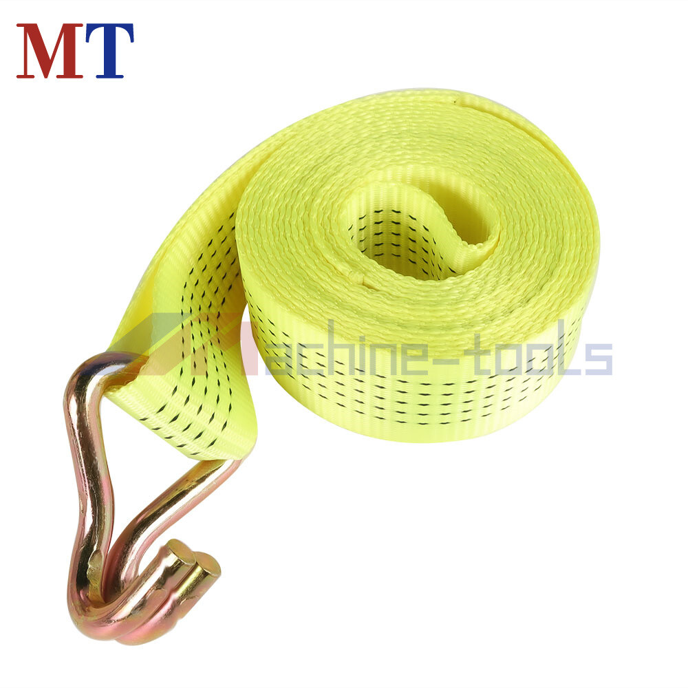 8 Pack Yellow Ratchet Straps J Hook 2" x 15' 5000 Lbs Heavy Duty Tie Downs