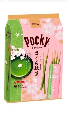 Pocky Sakura Matcha Biscuit Limited Edition 8 individual packs 3.35 oz Japan
