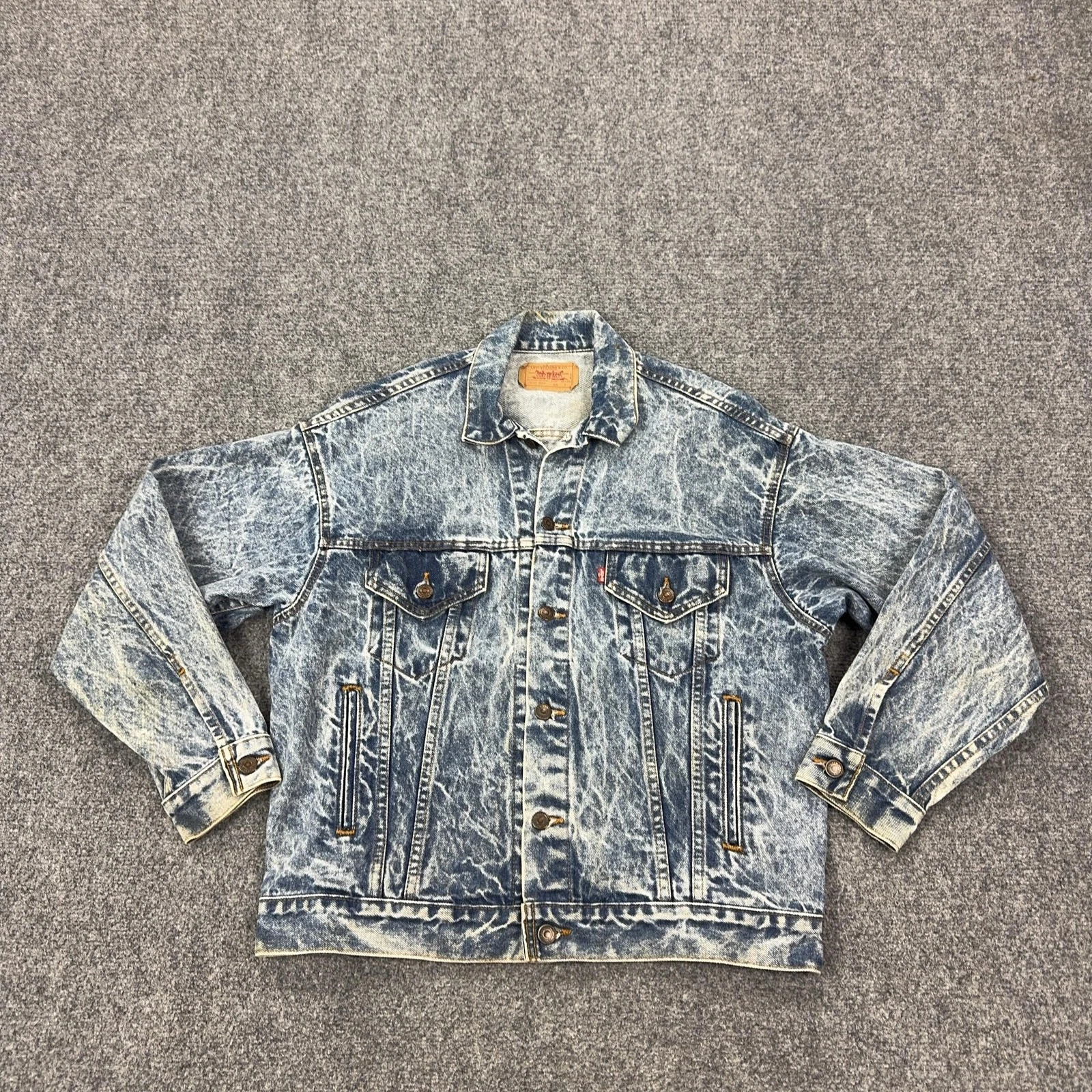 Vintage Levis Denim Bomber Jacket Mens Medium Blue Acid Wash USA 70507 0219