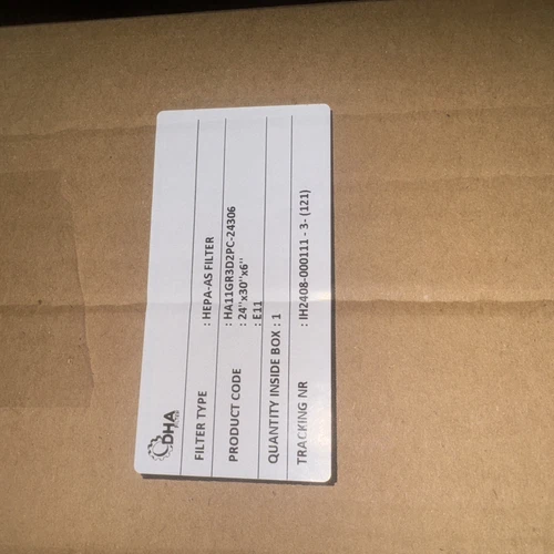 HEPA E11 filter 24 x 36 x 6 HA11GR3D2PC-24306