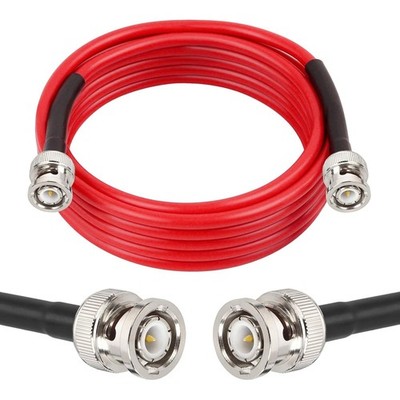 MOOKEERF 10FT RG58 50 ohm BNC Male to Coax Cable - Low Loss 10FT, Red 