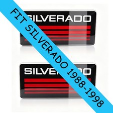 For Silverado Emblem 1988-1998 Side Body Cab Pickup Truck Badges Red 2pcs