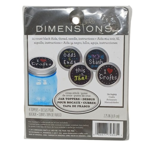 Dimensions Counted Cross Stitch Jar Toppers Kit Makes 4   #D-24 - Picture 1 of 6