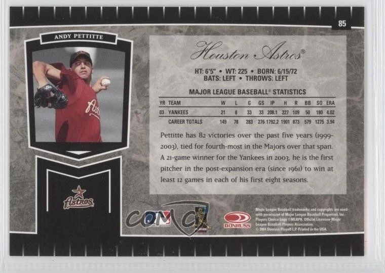 2004 Leaf Certified Cuts Andy Pettitte #85 - Image 2 of 2