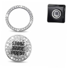 2 PCS Crystal Car Ignition Button Trim Cover, Bling Car Push Start 2PCS White