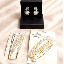 Faux Pearl Hair Accessories and Drop Earrings Bridal Studio Crystal Collection