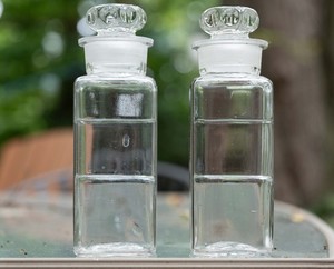 SET of  2 ANTIQUE F&S Large Glass Label Style Vintage  Apothecary Bottle