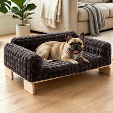 Elevated Dog Bed Medium Size Indoor, Wood Furniture Style Dog Couch Sofa with Re