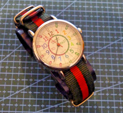 Easy Read Time Teacher ERTT Wrist Watc Excellent Condition New Battery   D3