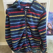 Hanna Andersson Youth Size 140cm / US 10 Striped Sherpa Zip Up Jacket With Hood