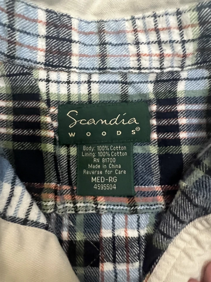 Vintage Scandia Woods Button Down Shirt Mens Medium Khaki Flannel Lined - Image 4 of 4