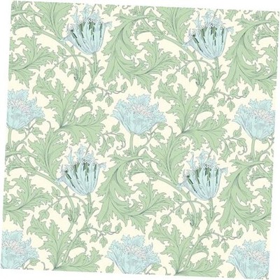 Cream Blue Anemone Floral Peel and Stick Wallpaper Vintage Art 17.7'' x 354''