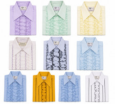 Lot of Ten Boys Size Vintage Ruffled Tuxedo Shirts Mix of Styles  Sizes