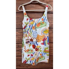 FARM RIO Dress Womens XS Multicolor Fresh Table Linen Print Anthropologie NWT