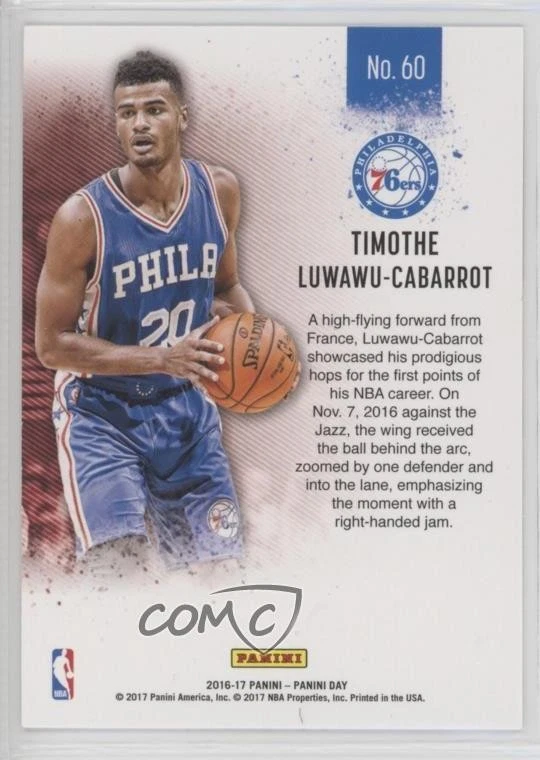 2016-17 Panini Day Rookies /699 Timothe Luwawu-Cabarrot #60 Rookie RC - Image 2 of 2
