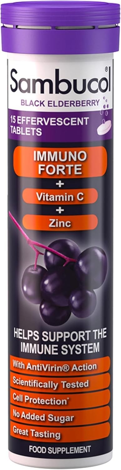Sambucol Natural Black Elderberry Immuno Forte Effervescent Tablets Vitamin C
