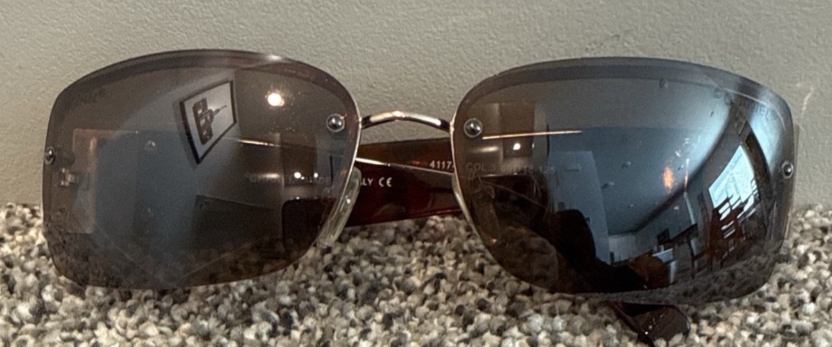 Chanel 4117-B Rhinestone CC Shield Sunglasses Brown Gradient