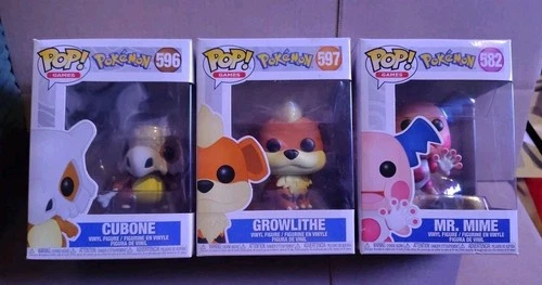 Funko Pop Pokemon Lot Of 3 CUBONE GROWLITHE RATTATA MR. MIME