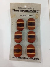 6 Wood Button Covers by Zinn Woodworking New 1 1/8" long