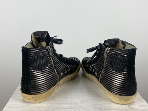 GOLDEN GOOSE GGDB FRANCY STAR Black Silver Leather Women Sneakers Size 37 / US 7 - Picture 5 of 17