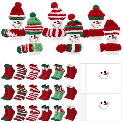 18 Sets Winter Snowman Candy Wrapper Gift Kit with Soft Fuzzy Socks Winter DI...