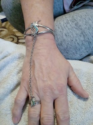 Unicorn Turquoise Ring And Bracelet Set (Plated Silver)