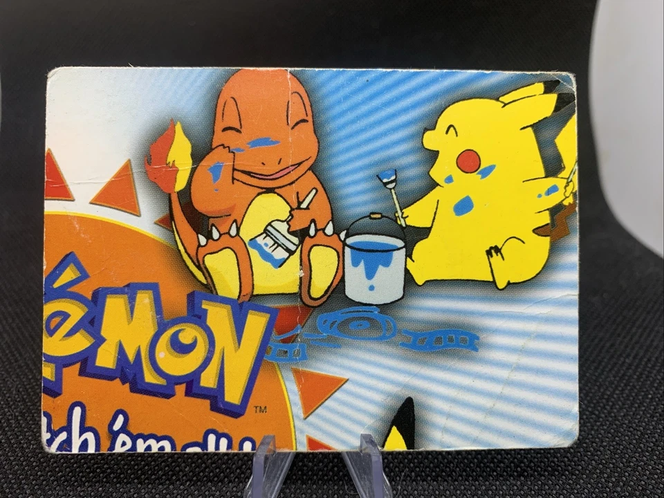 Pokemon P02 of 6 Topps Series 3 Cover / Puzzle Card Painting Pikachu Charmander