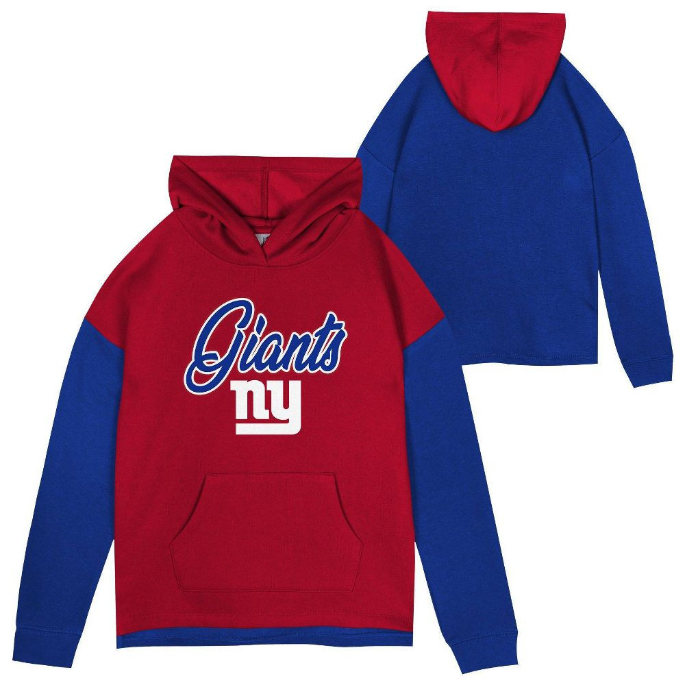 Флисовая толстовка с капюшоном для девочек New York Giants, лицензированная NFL, S